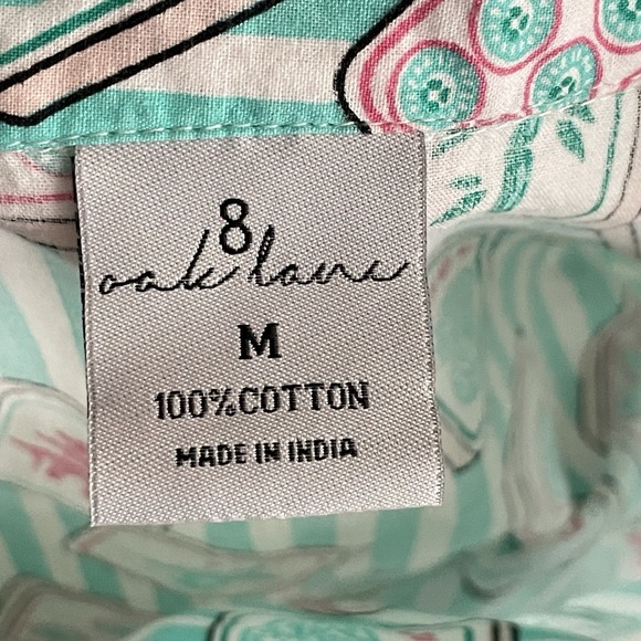 Oak Lane Mahjong Tiles Pastel Pajama Set Womens 8 Shorts Cotton Cute Preppy - Picture 6 of 8